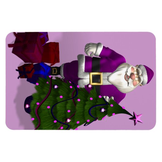 Paarse kerstman magneet (Horizontaal)