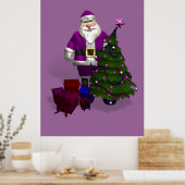 Paarse kerstman poster (Keuken)
