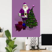 Paarse kerstman poster (Thuiskantoor)