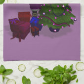 Paarse kerstman theedoek (Gevouwen)