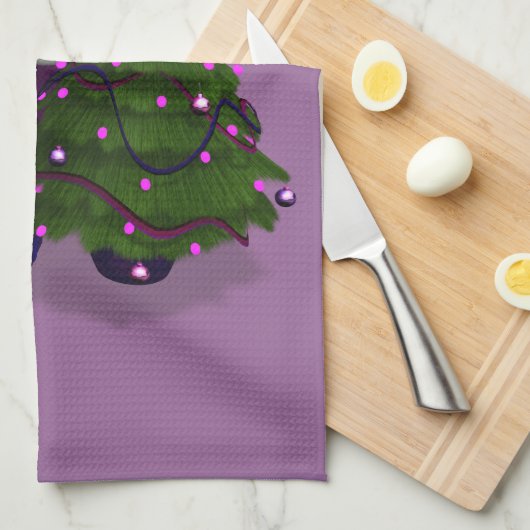 Paarse kerstman theedoek (Quarter Fold)