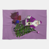 Paarse kerstman theedoek (Horizontaal)