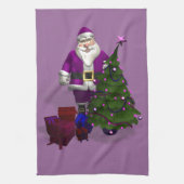 Paarse kerstman theedoek (Verticaal)