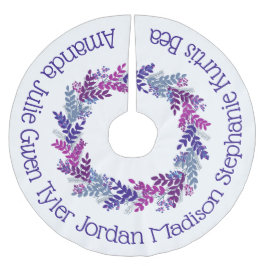 Paarse kerstmannen met familienaam kerstboom rok