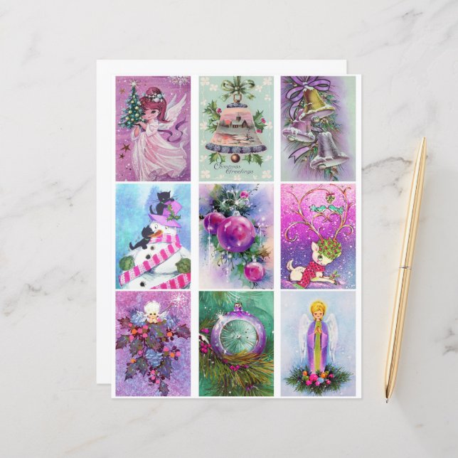 Paarse Kerstmis Clipart (Voorkant / Achterkant in situ)