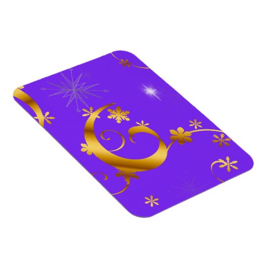 Paarse kerstmis met goudzwijn en sterren magneet (Rechterzijde)