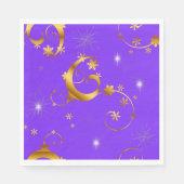 Paarse kerstmis met goudzwijn en sterren servet (Voorkant)