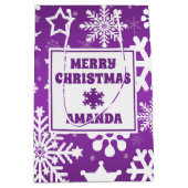 Paarse Kerstmis Sneeuwvlokken Gepersonaliseerde Ki Medium Cadeauzakje (Voorkant)