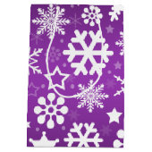 Paarse Kerstmis Sneeuwvlokken Gepersonaliseerde Ki Medium Cadeauzakje (Achterkant)