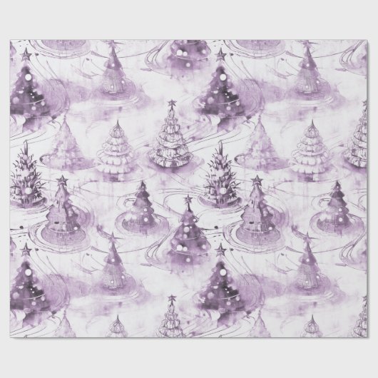 Paarse Kerstmispatroon#3 ID1009 Cadeaupapier (Vlak)