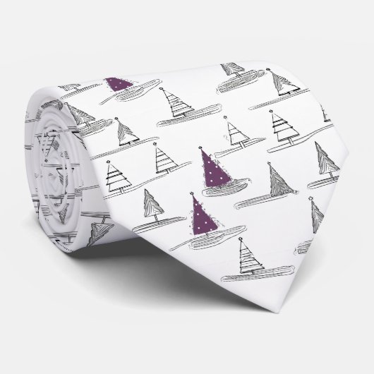 Paarse Kerstmispatroon#5 ID1009 Stropdas (Opgerold)