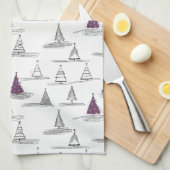 Paarse Kerstmispatroon#5 ID1009 Theedoek (Quarter Fold)