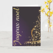 Paarse kerstmotief met gouden kerstboom kaart (Gele Bloem)