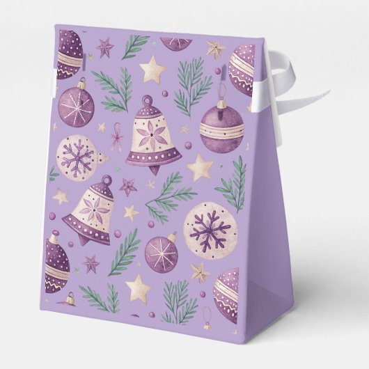 "Paarse kerstornament- en belfavorendoos" Bedankdoosjes (Achterkant)