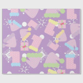 Paarse kerstpatronen cadeaupapier (Vlak)