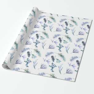 Paarse kerstpine Botanisch Cadeaupapier