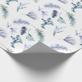Paarse kerstpine Botanisch Cadeaupapier (Hoek)