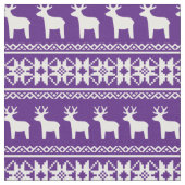 Paarse kerstrendierensnowflake patroonpatronen stof (Close Up)