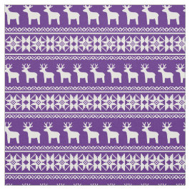 Paarse kerstrendierensnowflake patroonpatronen stof