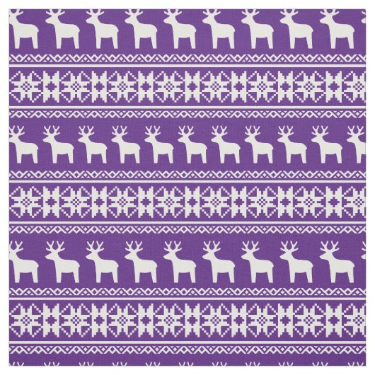 Paarse kerstrendierensnowflake patroonpatronen stof (Swatch)