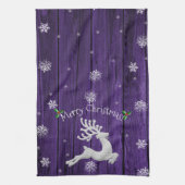 Paarse kerstrendierkeukenhanddoek theedoek (Verticaal)