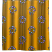 Paarse kerstrenrendiertjes op goud douchegordijn (Voorkant)