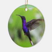 Paarse kerstsierbloem keramisch ornament (Links)