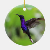 Paarse kerstsierbloem keramisch ornament (Achterkant)