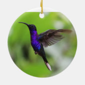 Paarse kerstsierbloem keramisch ornament (Achterkant)