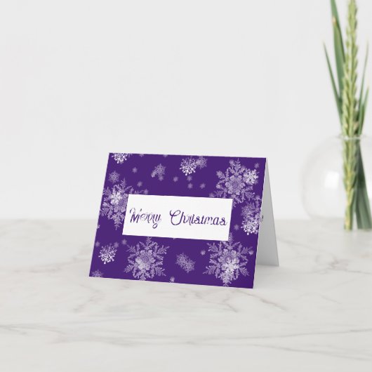 Paarse Kerstsneeuwvlokken Wenskaart Kaart (Voorkant)