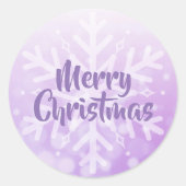 Paarse kerstsnowflake ronde sticker (Voorkant)