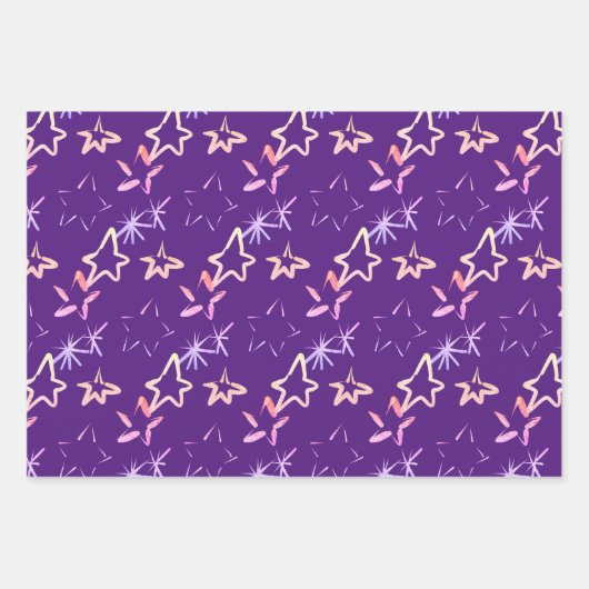 Paarse kerstsnowflake Star-kerstboom Inpakpapier Vel (Voorkant 2)
