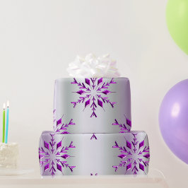 Paarse kerstsnowflakes cadeaupapier