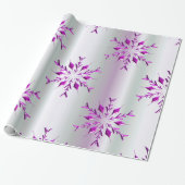 Paarse kerstsnowflakes cadeaupapier (Uitgerold)