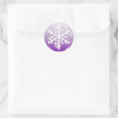 Paarse kerstsnowflakes ronde sticker (Tas)