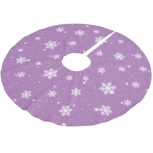 Paarse kerststaren Snowflakes Winter Patroon Kerstboom Rok (Gekanteld)