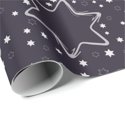 Paarse kerststerren inpakpapier (Rol Hoek)