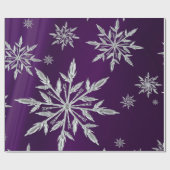 Paarse kerststerren met wit ijskristal cadeaupapier (Vlak)