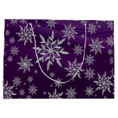 Paarse kerststerren met wit ijskristal groot cadeauzakje (Achterkant)