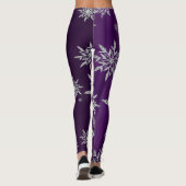 Paarse kerststerren met wit ijskristal leggings (Achterkant)
