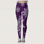 Paarse kerststerren met wit ijskristal leggings (Voorkant)