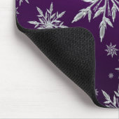 Paarse kerststerren met wit ijskristal muismat (Hoek)