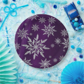 Paarse kerststerren met wit ijskristal papieren bordje (Feest)