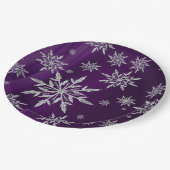 Paarse kerststerren met wit ijskristal papieren bordje (Gekanteld)
