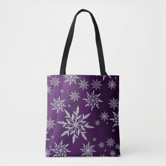 Paarse kerststerren met wit ijskristal tote bag (Voorkant)