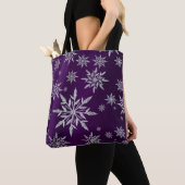 Paarse kerststerren met wit ijskristal tote bag (Dichtbij)