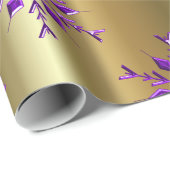 Paarse kerststerren op goud cadeaupapier (Rol Hoek)