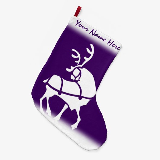 Paarse kerststop Aangepaste renrendieren stoppen Grote Kerstsok (Voorkant (Hangend))