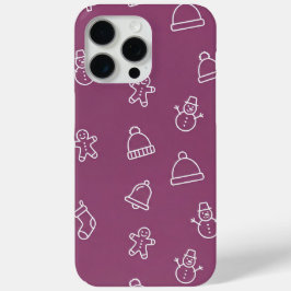 Paarse kersttextuur met feestelijke elementen iPhone 15 pro max hoesje