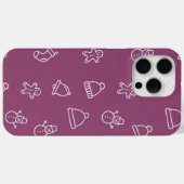 Paarse kersttextuur met feestelijke elementen Case-Mate iPhone case (Achterkant (horizontaal))